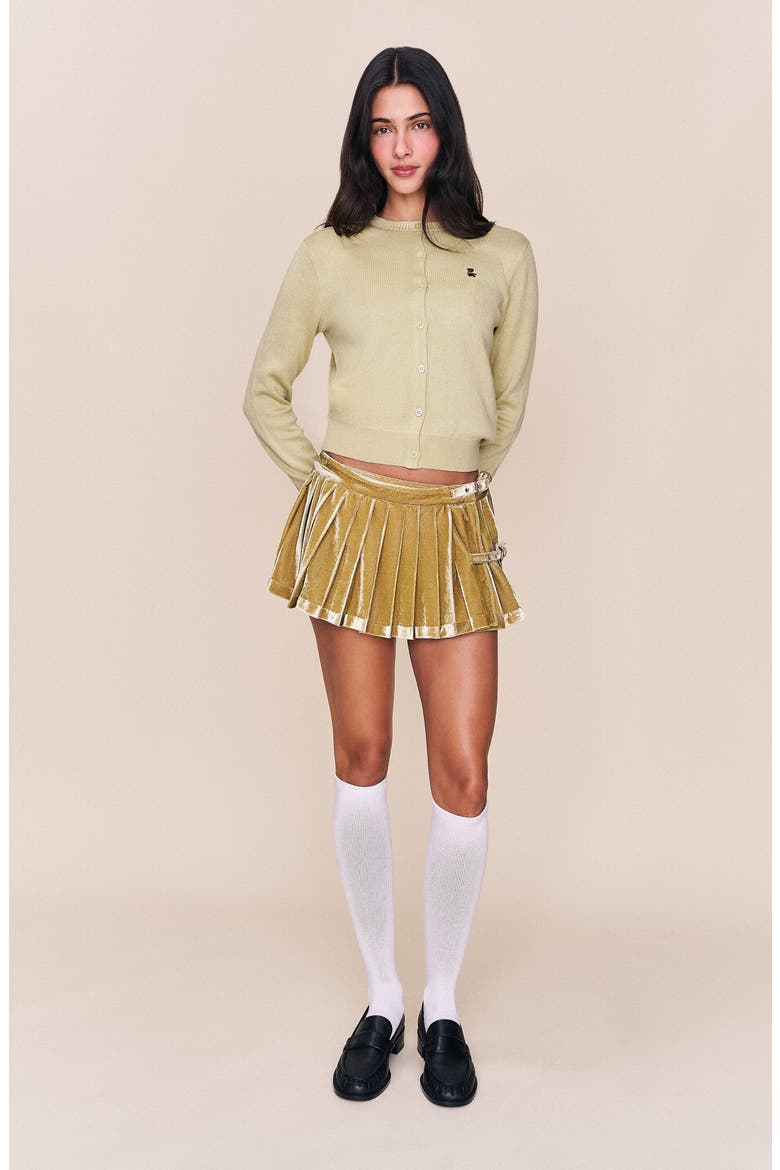 Rylan Velvet Mini Skirt, Alternate, color, Olive