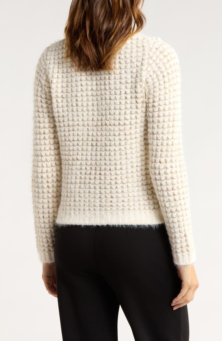 ELIE ELIE TAHARI Metallic Knit Cardigan, Alternate, color, Ivory/ Gold