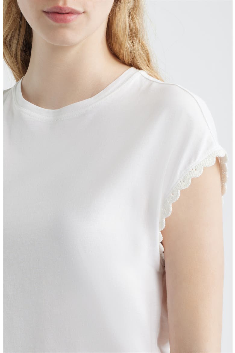 The Crochet Trim Pima Cotton Muscle T-Shirt, Alternate, color, WHITE