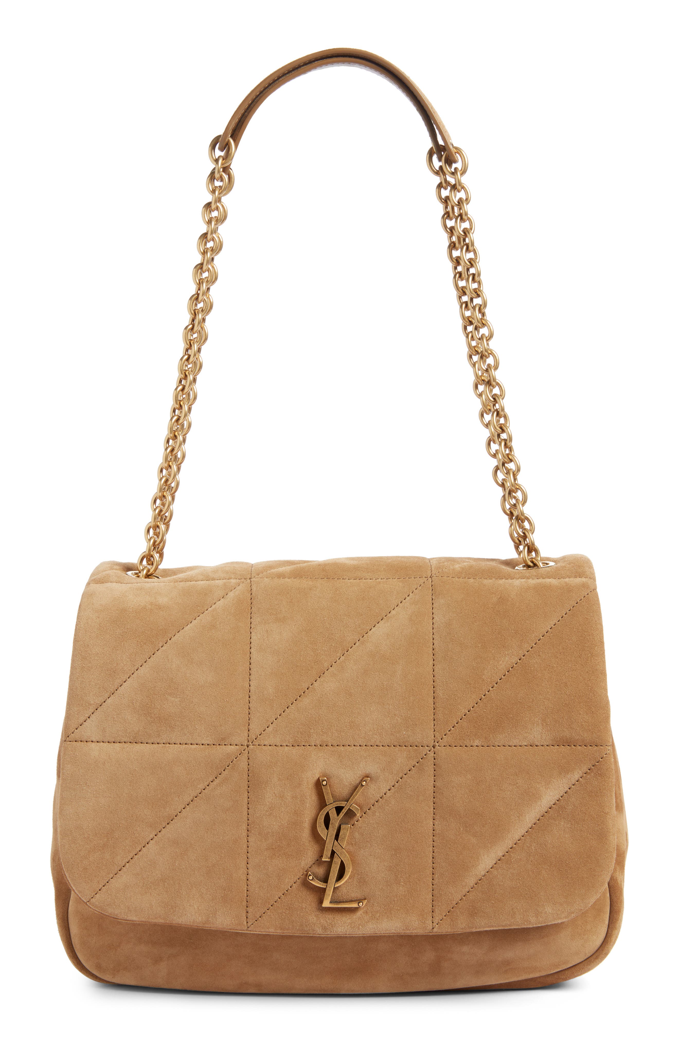 Saint Laurent Medium Jamie 4.3 Carré Rive Gauche Suede Shoulder Bag, Main, color, 