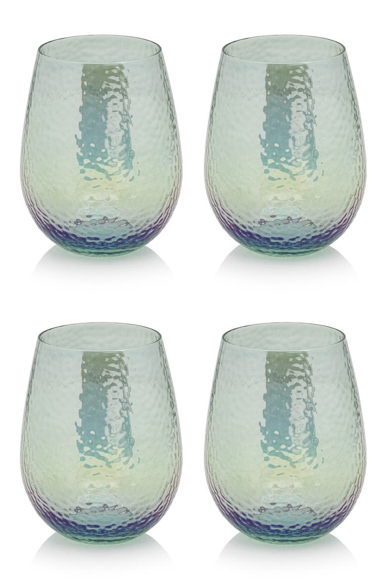 Apertivo Set of 4 Stemless Glasses, Main, color, BLUE