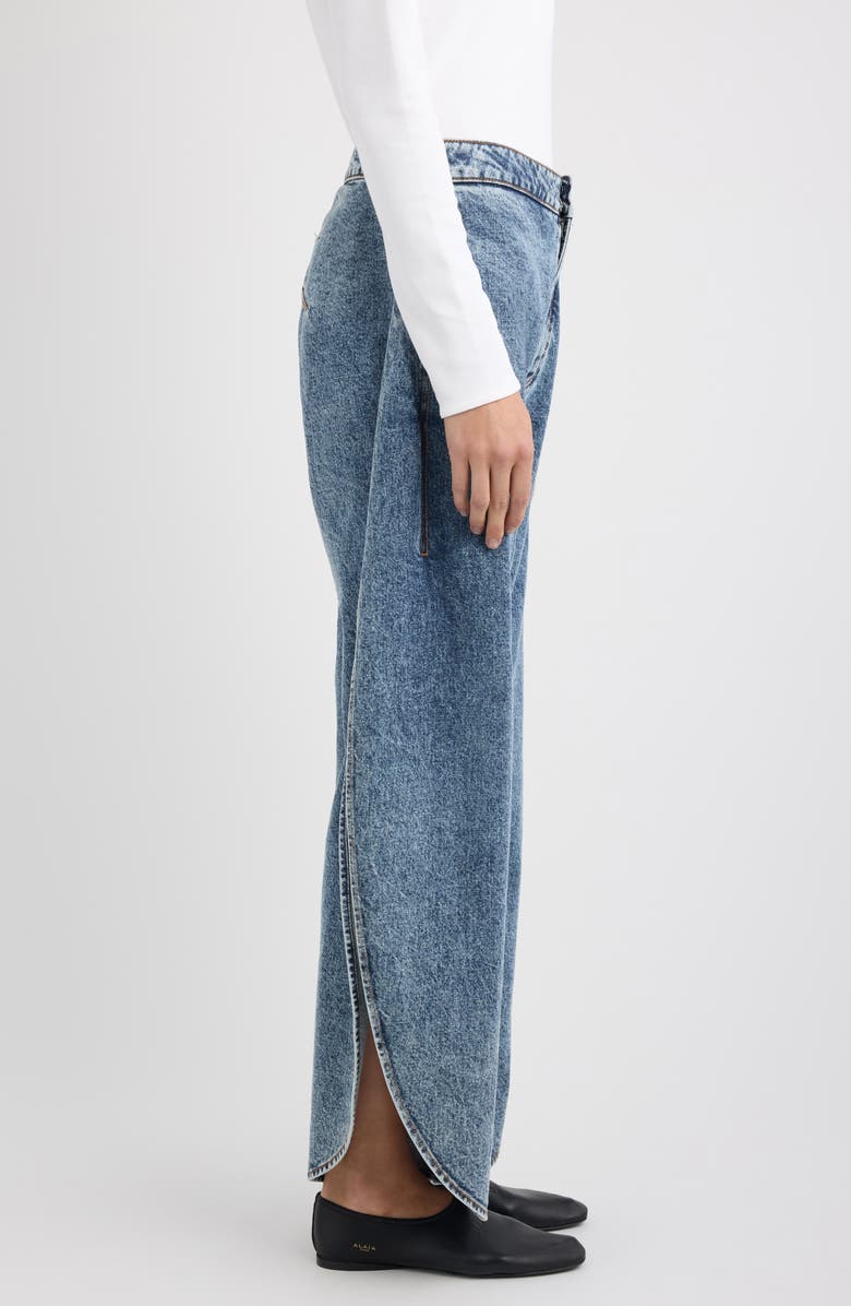 Alaïa Petal Leg Jeans, Alternate, color, Bleu Neige