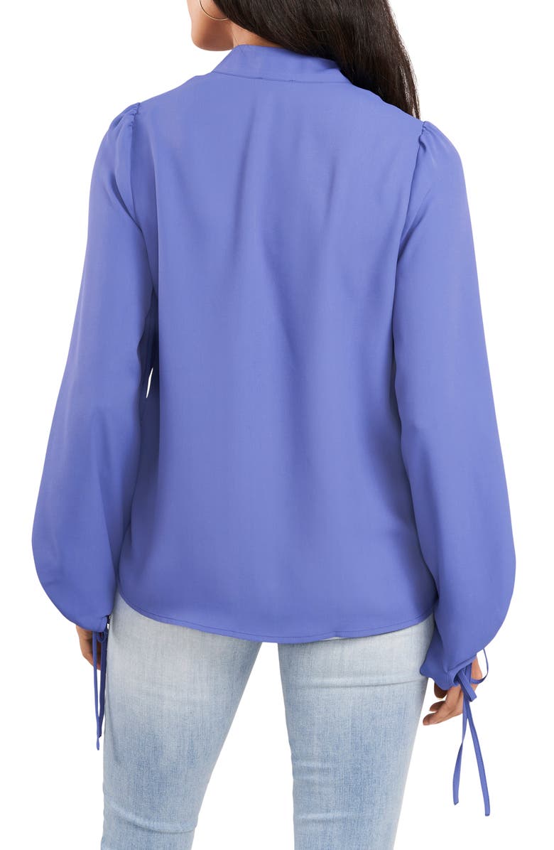 Vince Camuto Luxe Split Neck Balloon Sleeve Crêpe de Chine Blouse, Alternate, color, 