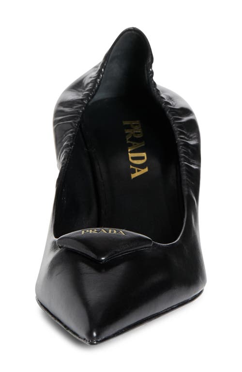 Prada Pointed Toe Kitten Heel Pumps With Ruched Detail