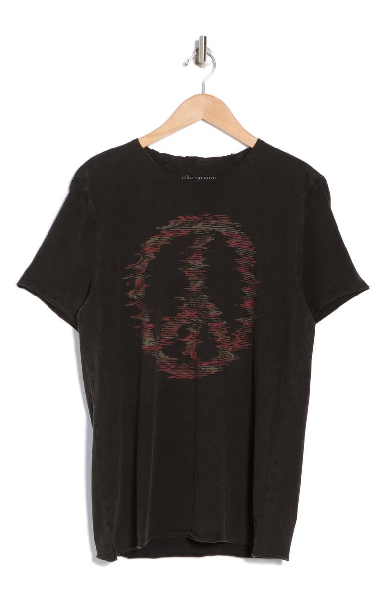 John Varvatos Distorted Peace Sign Cotton Graphic T-Shirt, Alternate, color, 