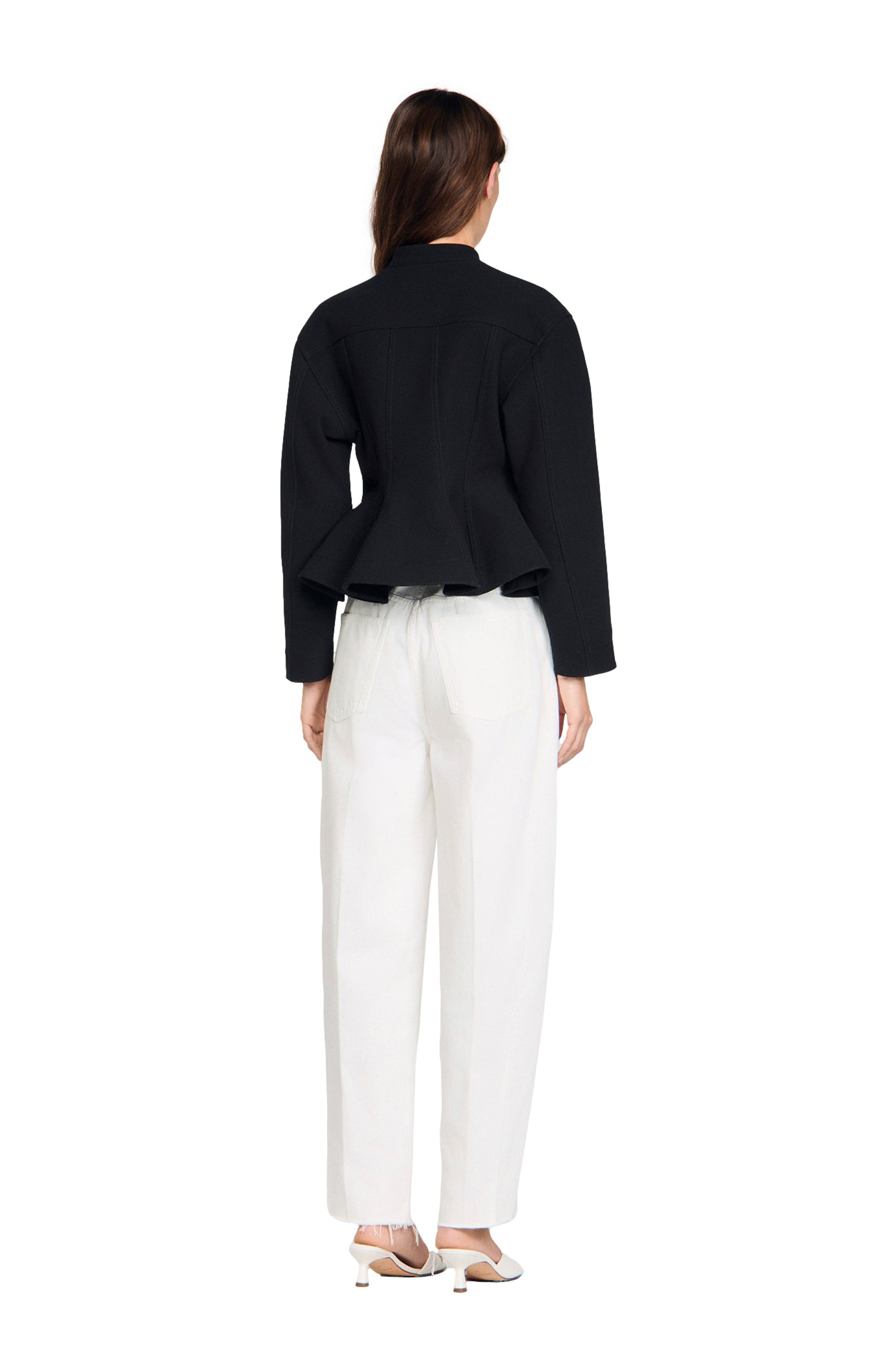 Cropped ruffled peplum jacket - image 2