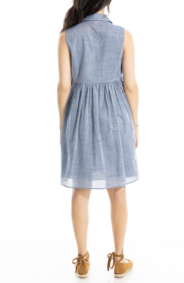 MAX STUDIO Sleeveless Cotton Chambray Shirtdress, Alternate, color, Chambray