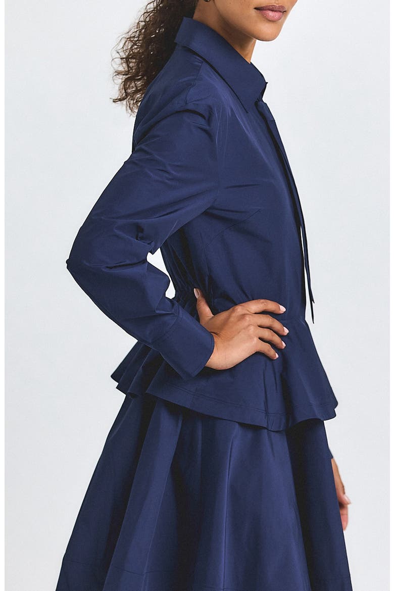 Azure Woven Peplum Shirt, Alternate, color, NAVY
