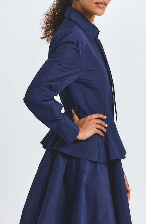 Derek Lam 10 Crosby Azure Woven Peplum Shirt In Blue