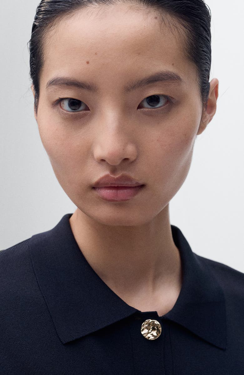 MANGO Short Sleeve Cardigan, Alternate, color, Navy