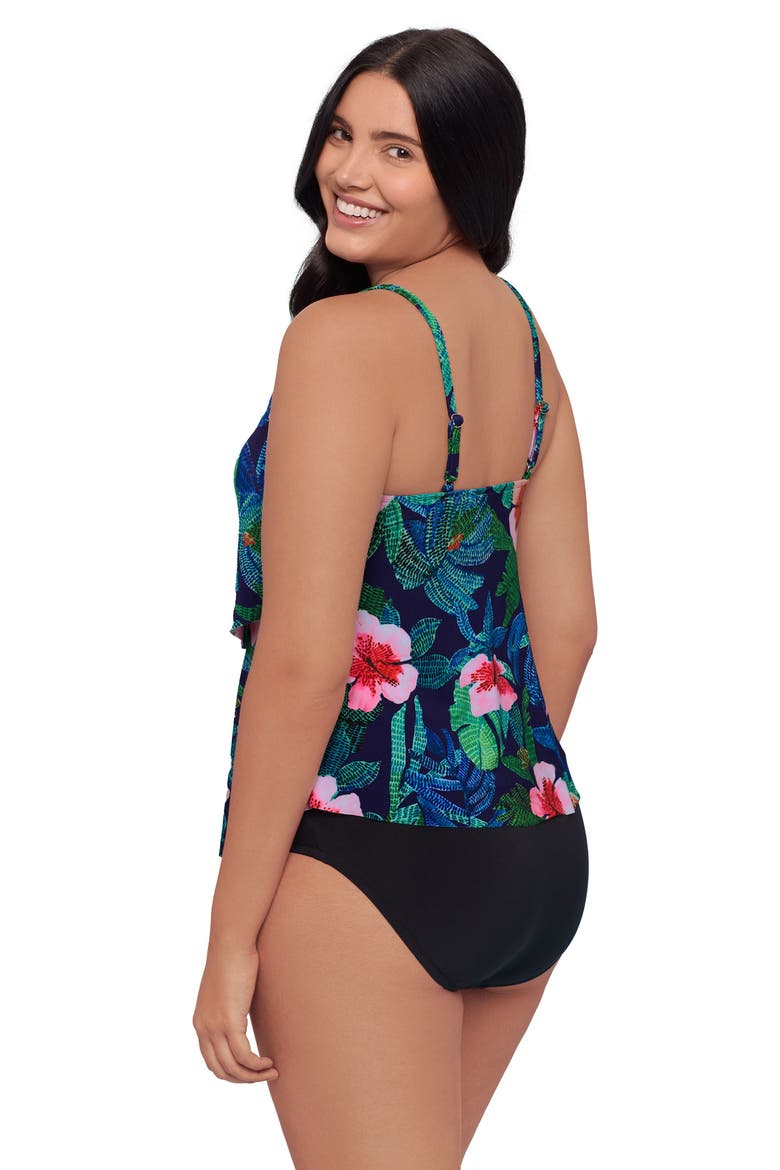 Ronnie 2 Tier Ruffle Tankini Swimsuit Top, Alternate, color, Jungle Oasis