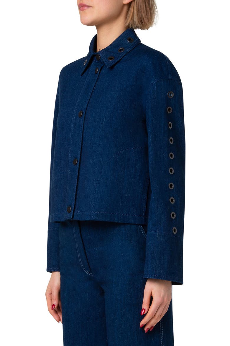 Grommet Detail Denim Jacket, Alternate, color, INK DENIM