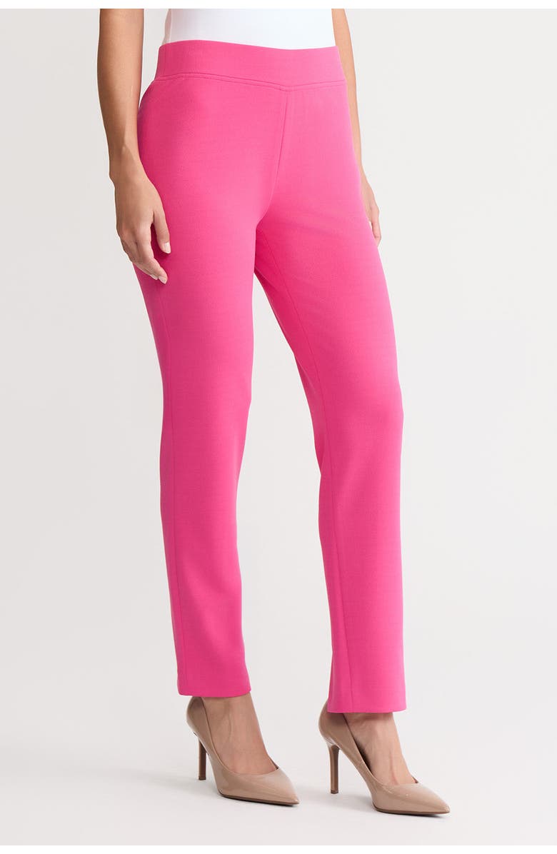 Ming Wang Stretch Deco Crepe Straight-Leg Pants, Alternate, color, Carmine Rose