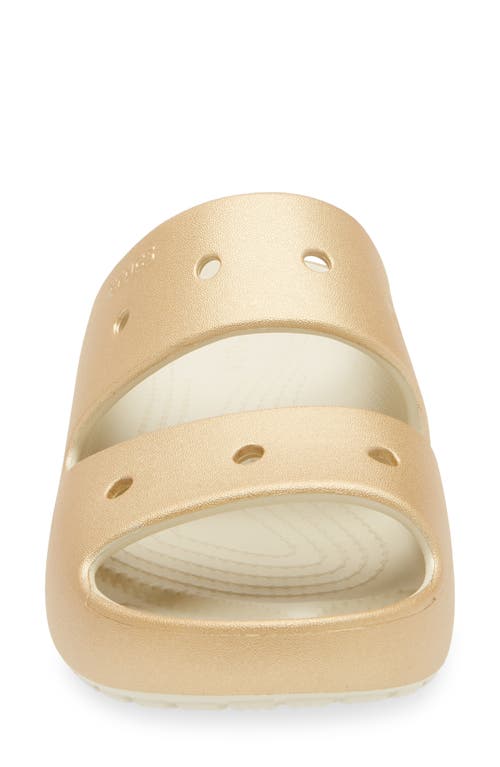Crocs Classic Metallic Slide Sandal In Gold