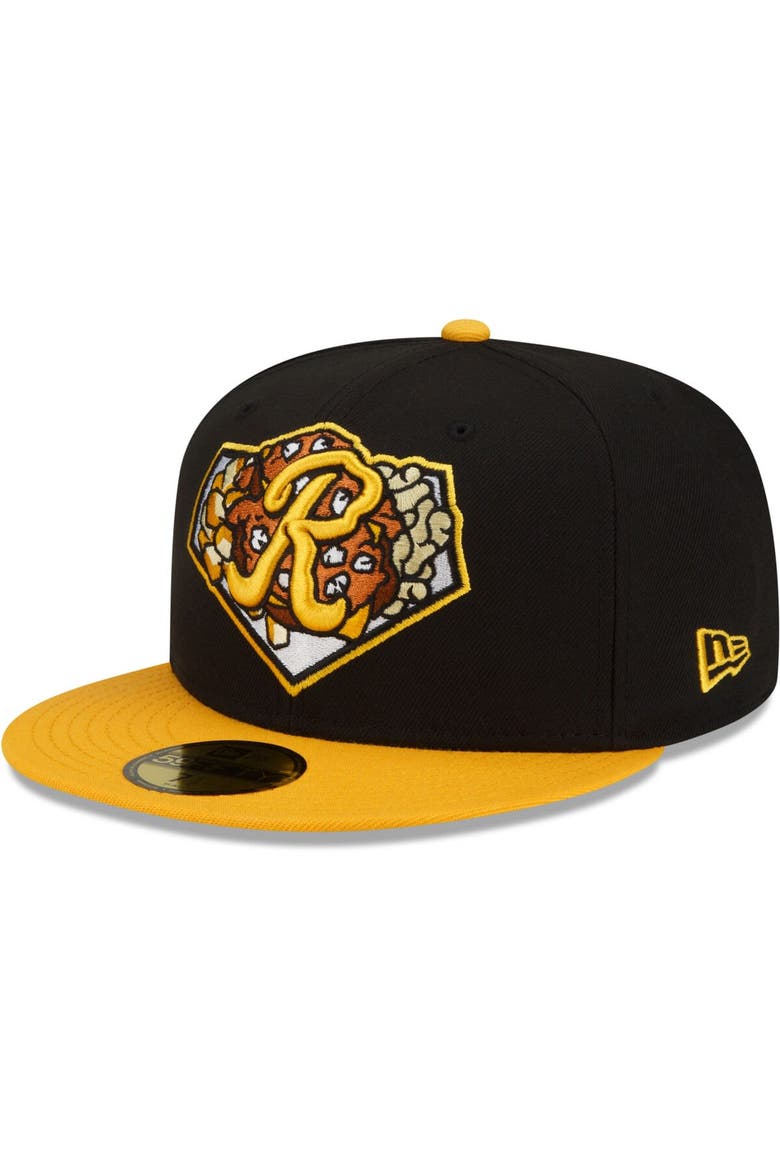 Men's New Era Black/Gold Rochester Red Wings Theme Night 59FIFTY Fitted Hat, Main, color, Black