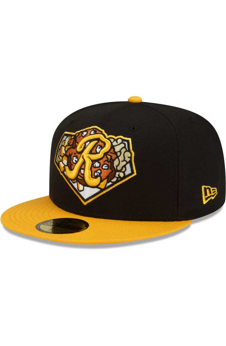 New Era Men's New Era Black/Gold Rochester Red Wings Theme Night 59FIFTY Fitted Hat, Main, color, Black
