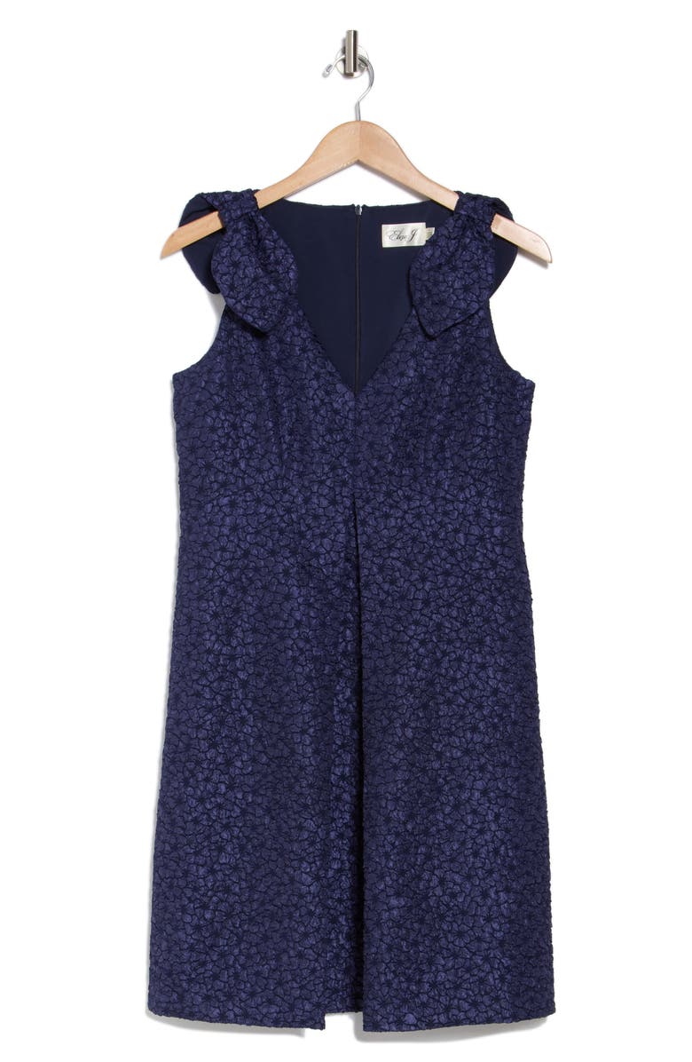 Eliza J Bow Shoulder Sleeveless Jacquard Trapeze Dress, Alternate, color, 