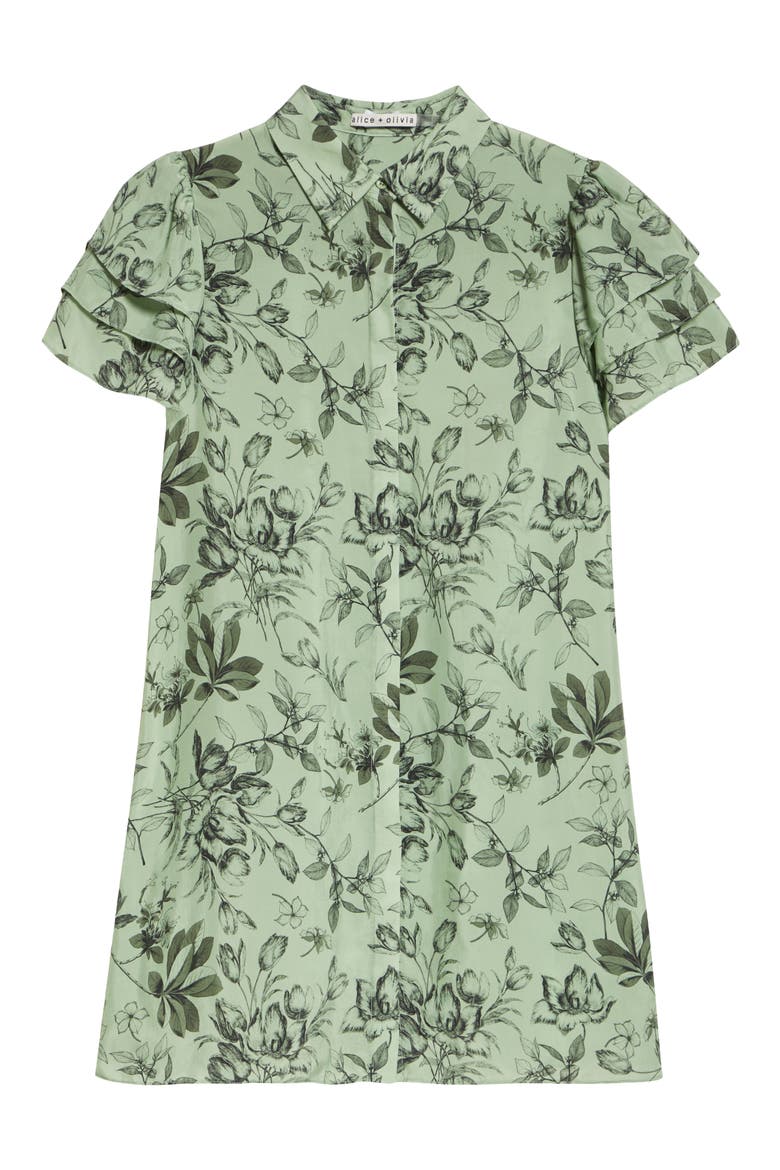Jem Floral Short Sleeve Shirtdress, Alternate, color, MYSTIC GARDEN SAGE