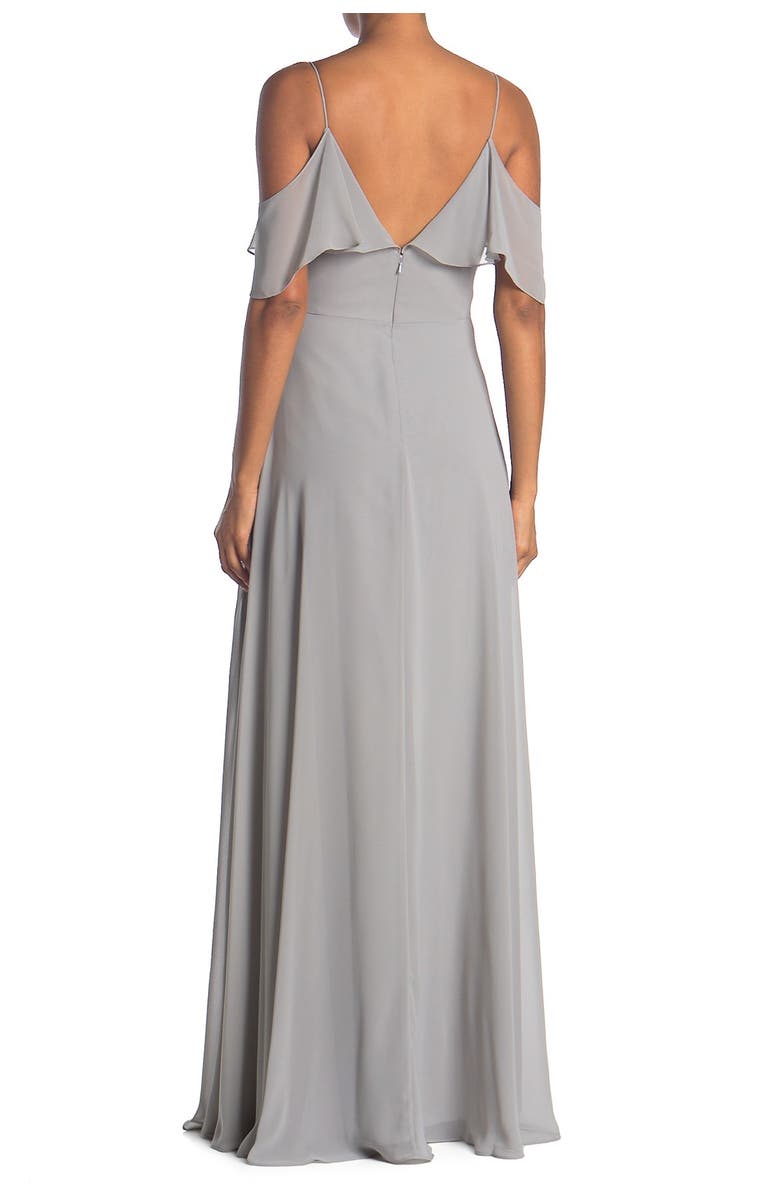 Jenny Yoo Cold Shoulder Chiffon Gown, Alternate, color, 
