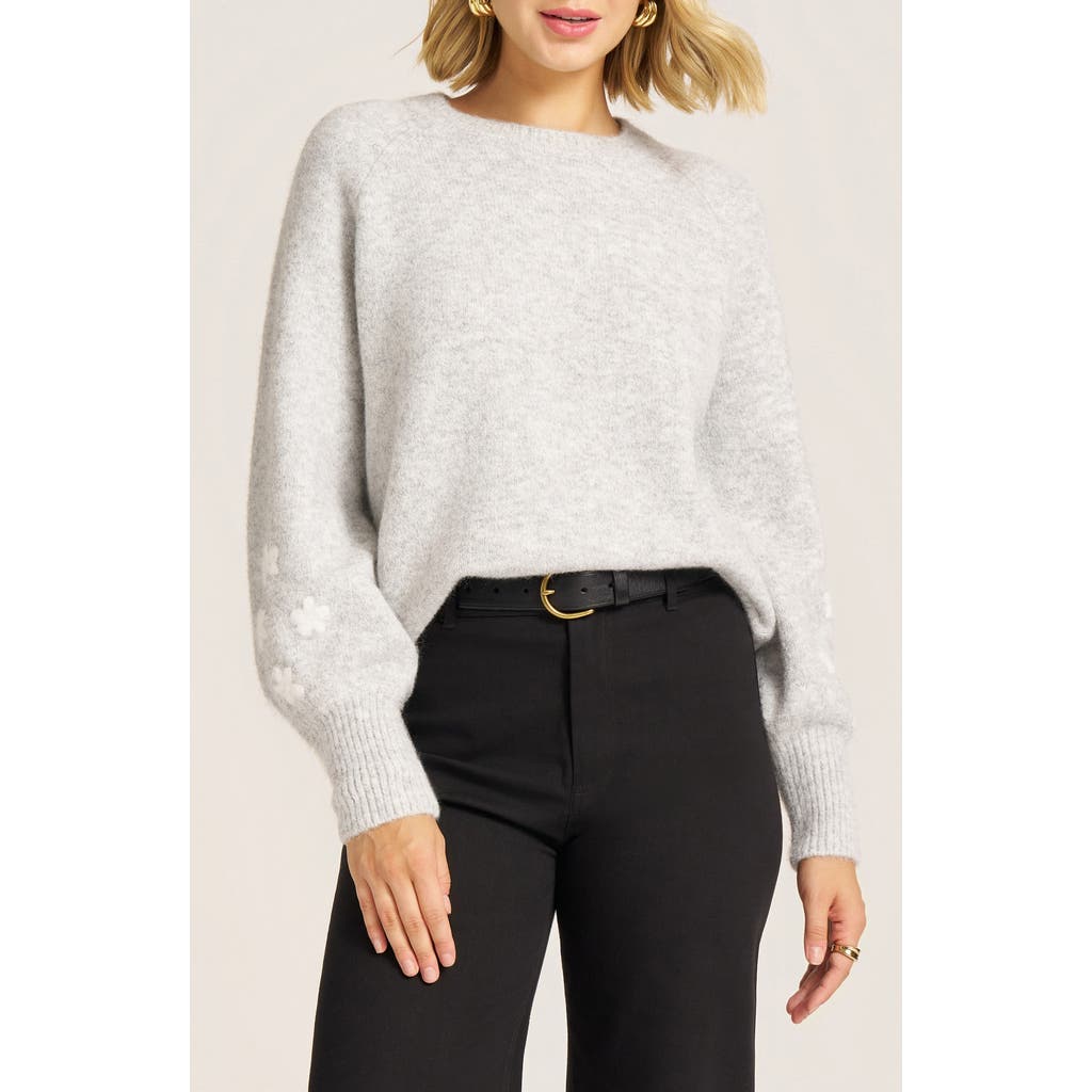 Matty M . Daphne Floral Embroidery Sweater In Gray