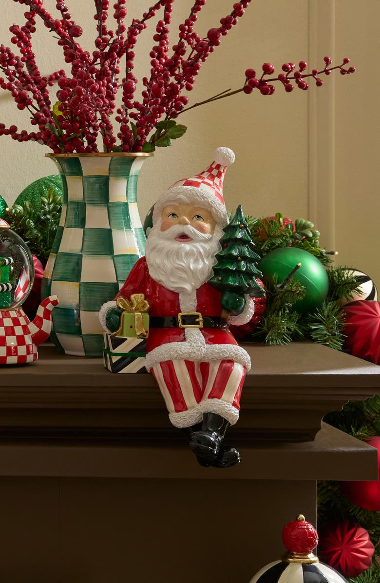 MACKENZIE CHILDS Check It Out Santa Ledge Sitter, Alternate, color, Red