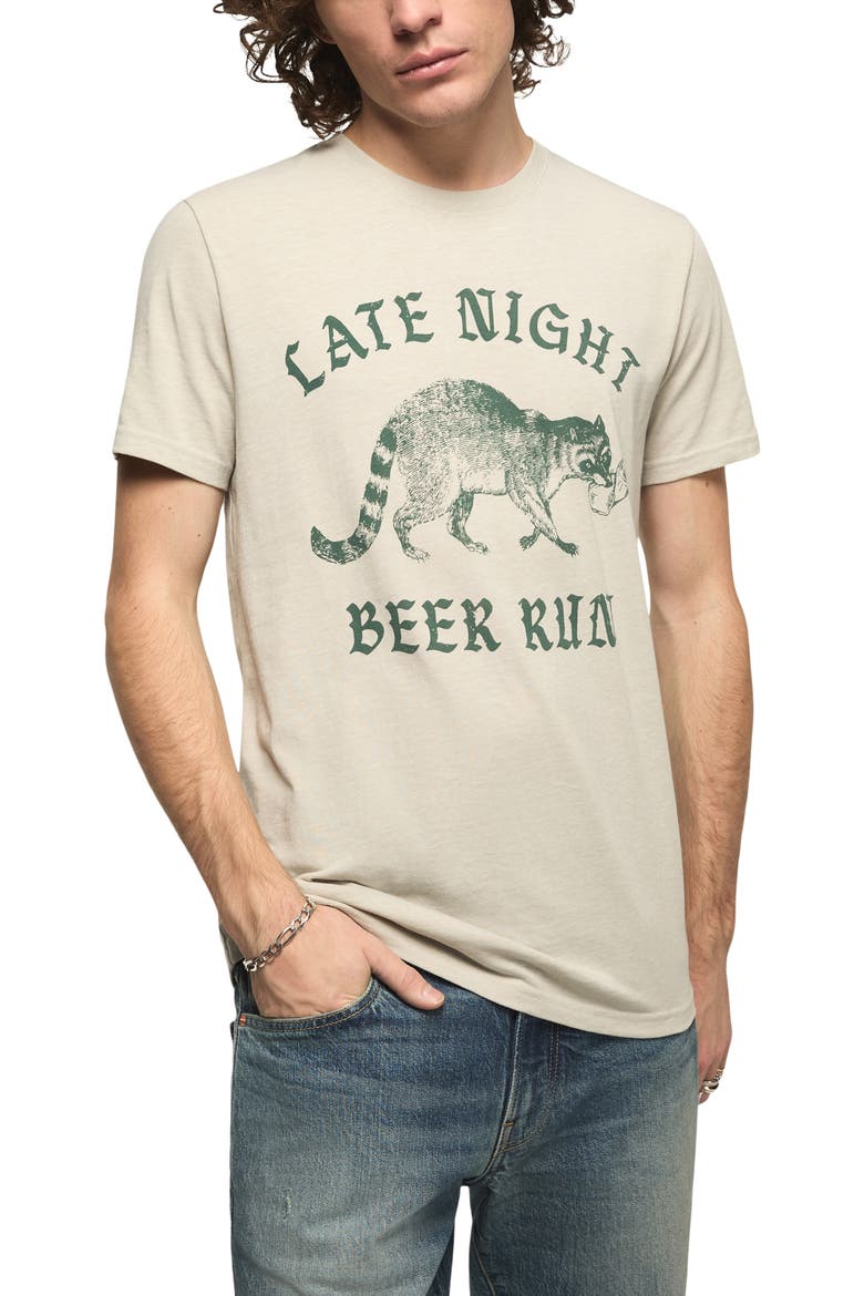 Beer Racoon Graphic T-Shirt, Main, color, GRAY