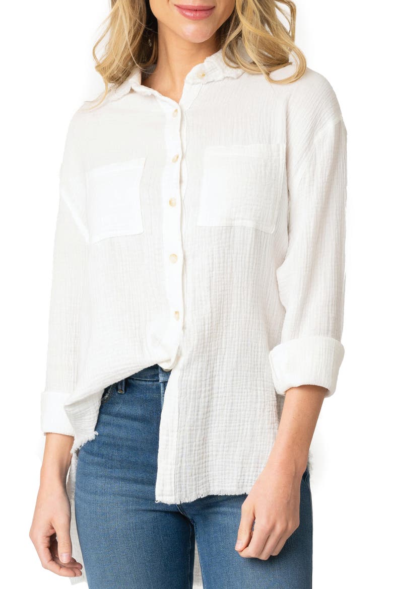 Beachside Gauze Shirt, Main, color, OFF WHITE