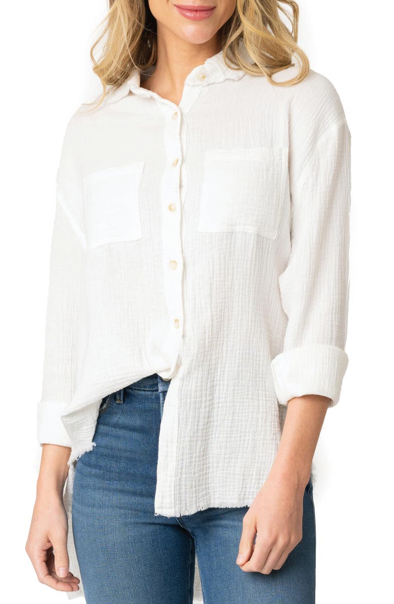 GIBSONLOOK Beachside Gauze Shirt, Main, color, Off White