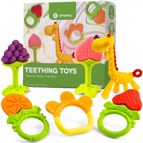 Silicone Baby Teethers Freezer Safe Gift Set, 6-Piece