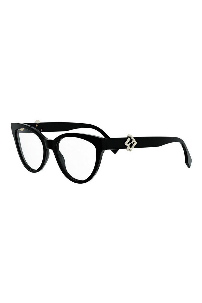 FF Diamonds 54mm Cat Eye Optical Glasses, Alternate, color, SHINY BLACK