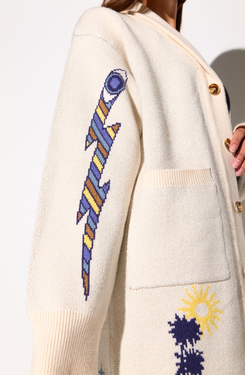 Spiritual Gangster Grateful Sky Estelle Cardigan, Alternate, color, Winter White