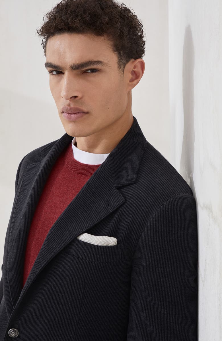 Brunello Cucinelli Chevron pocket square, Alternate, color, Salt