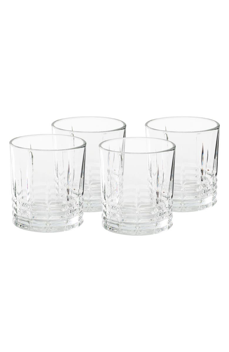 Martha Stewart Everyday Calista 4 Piece 11.5 Ounce Double Old Fashioned Glassware Set, Main, color, Clear