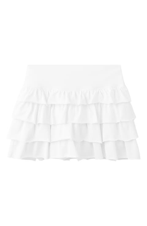 Ruffled Stretch Cotton Miniskirt