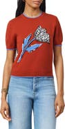Scotch & Soda Floral Crewneck Short Sleeve Cotton Sweater