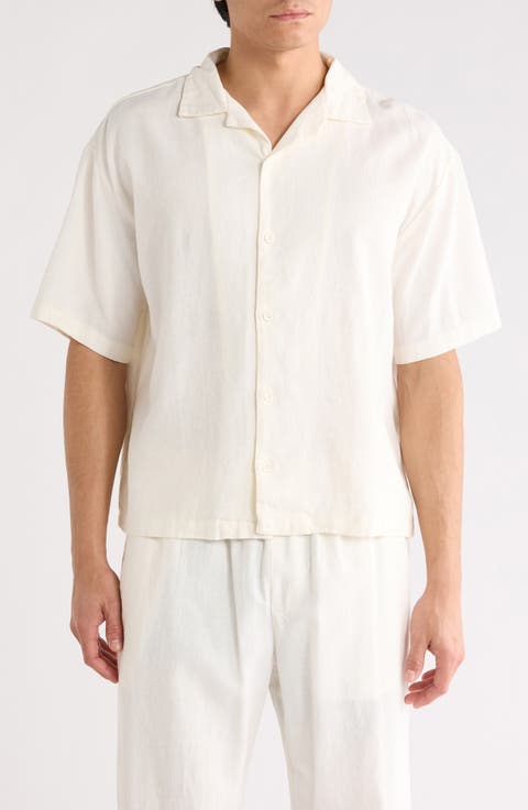 Linen Blend Camp Shirt