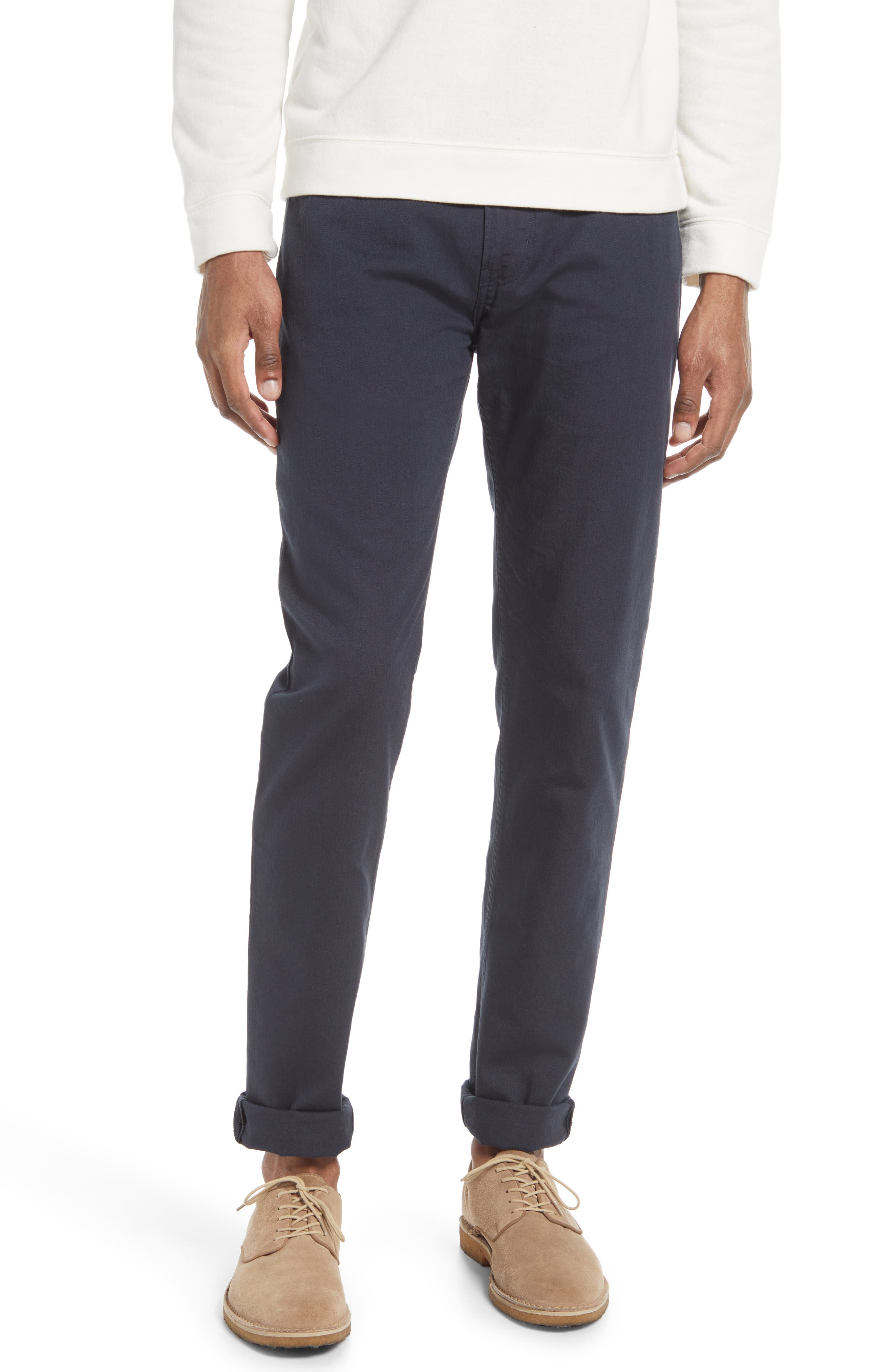 Billy Reid Cotton & Linen Blend Pants in Carbon Blue 