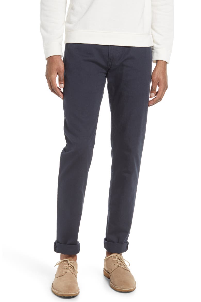 Cotton & Linen Blend Pants, Main, color, CARBON BLUE