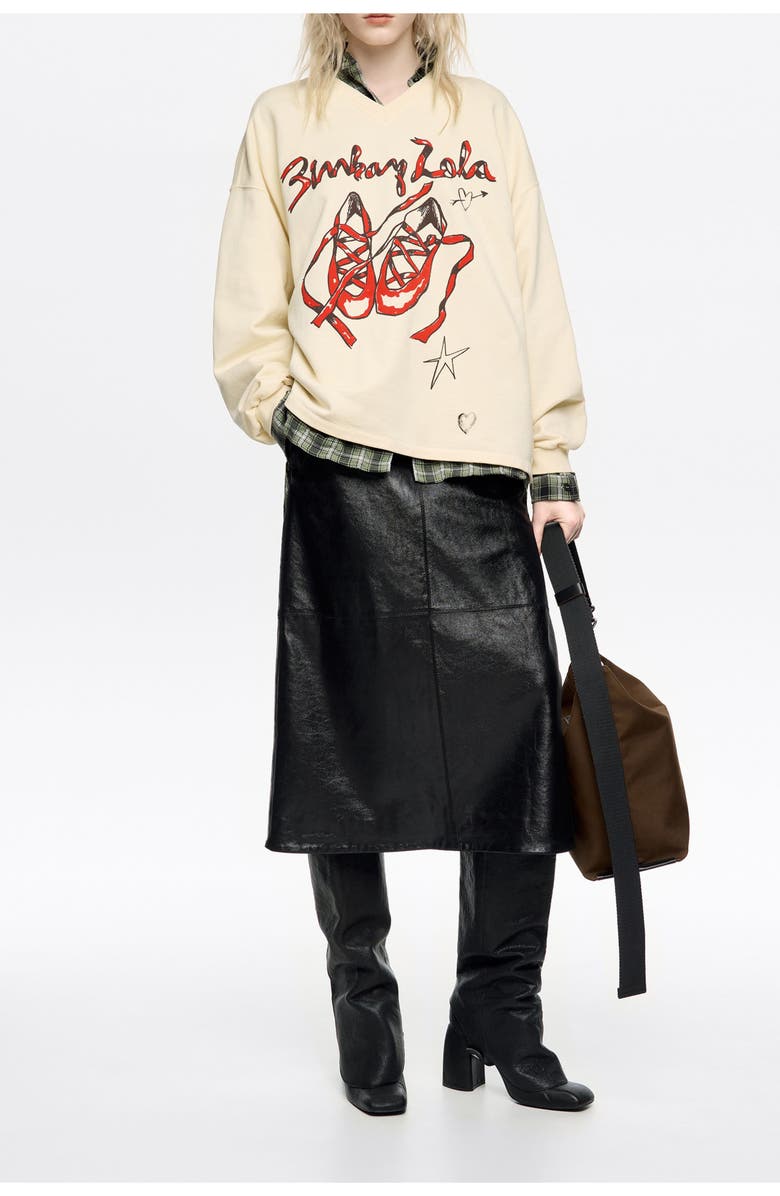 Bimba y Lola Long Ballerinas Logo Sweatshirt, Alternate, color, Ivory