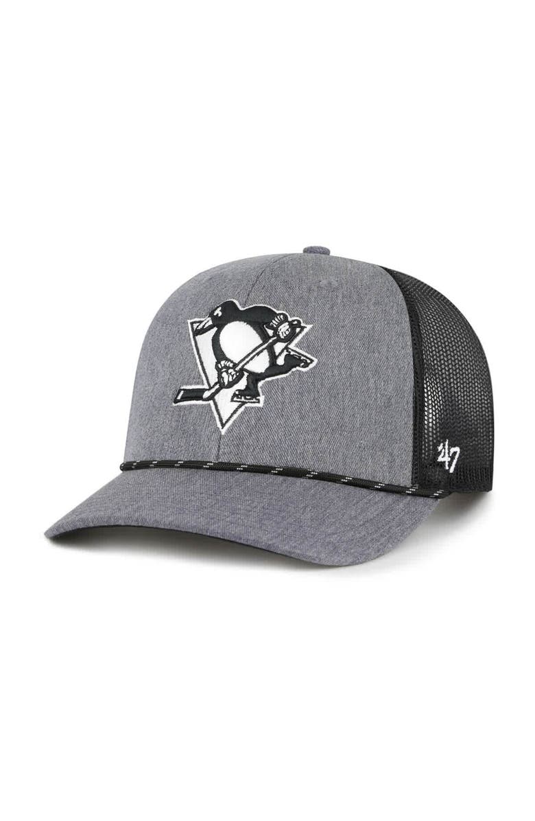 '47 Men's '47 Gray Pittsburgh Penguins Carbon Rope Trucker Adjustable Hat, Main, color, Gray