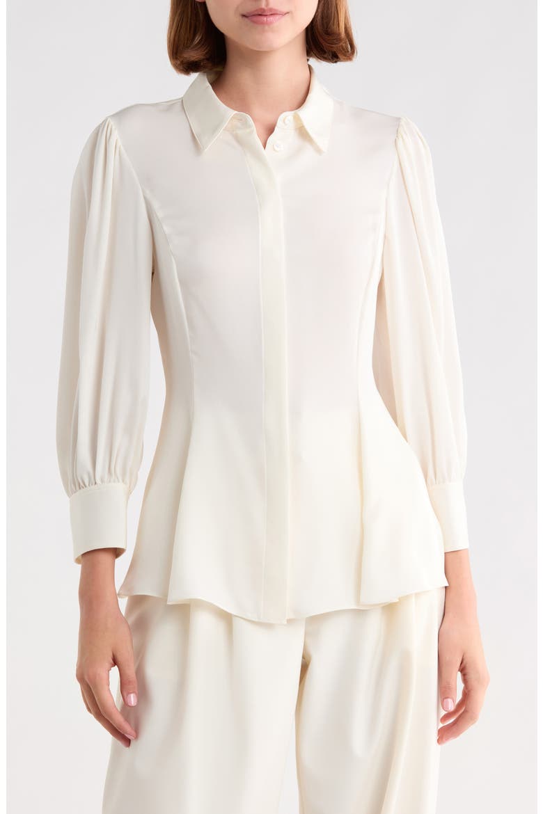 Flare Silk Georgette Shirt, Main, color, IVORY