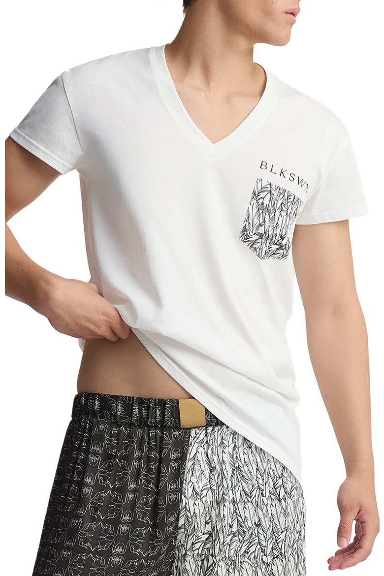 Feathers x SWN Monogram Unisex Short Pajamas Set, Alternate, color, Black & White