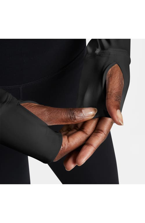 Nike Pro 365 Dri-fit Long Sleeve Crop Top In Black