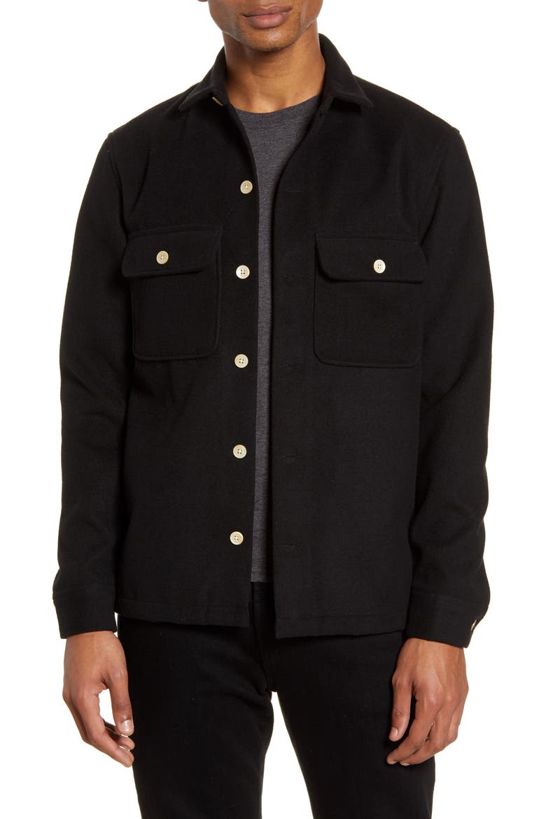 Lamoure Slim Fit Button-Up Chamois Shirt Jacket, Main, color, JET BLACK