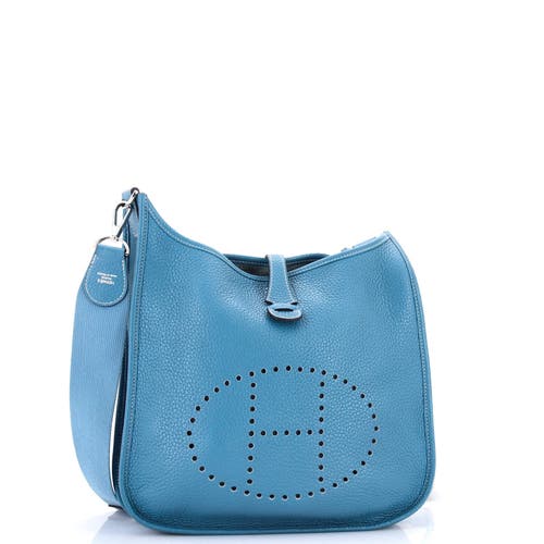 Pre-owned Hermes Hermes Evelyne Bag Gen Iii Clemence Pm In Blue
