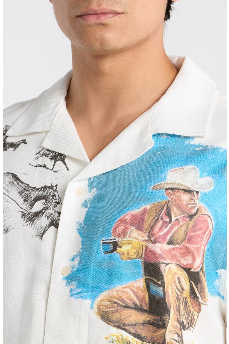 El Capitan Printed Camp Shirt, Alternate, color, BONE