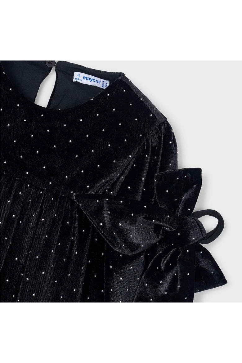 Velvet Rhinestone Dress with Bow Hair Tie, Alternate, color, Navy