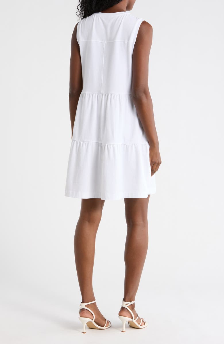 DKNY Crewneck Tiered Dress, Alternate, color, White