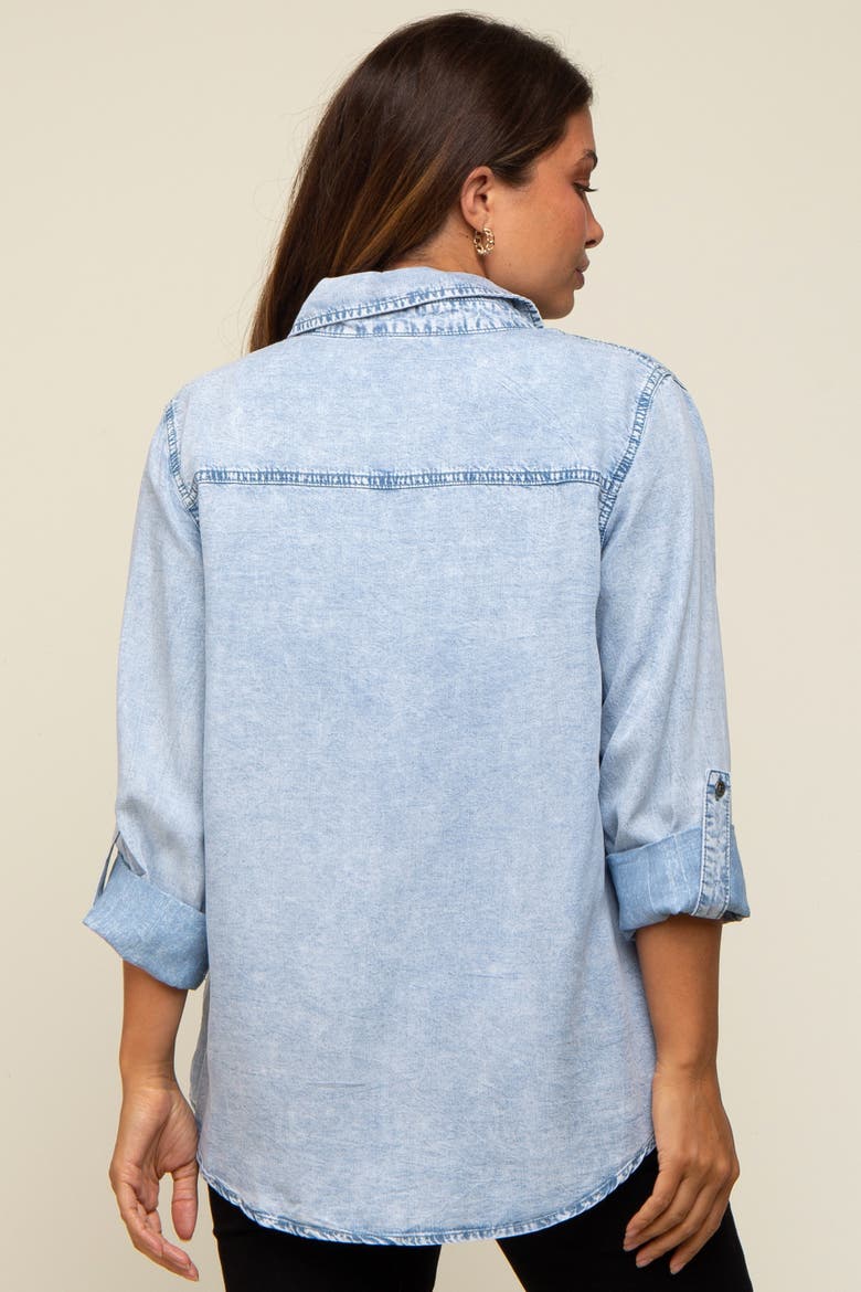 Blue Chambray Rolled Cuff Shirt, Alternate, color, Light Blue