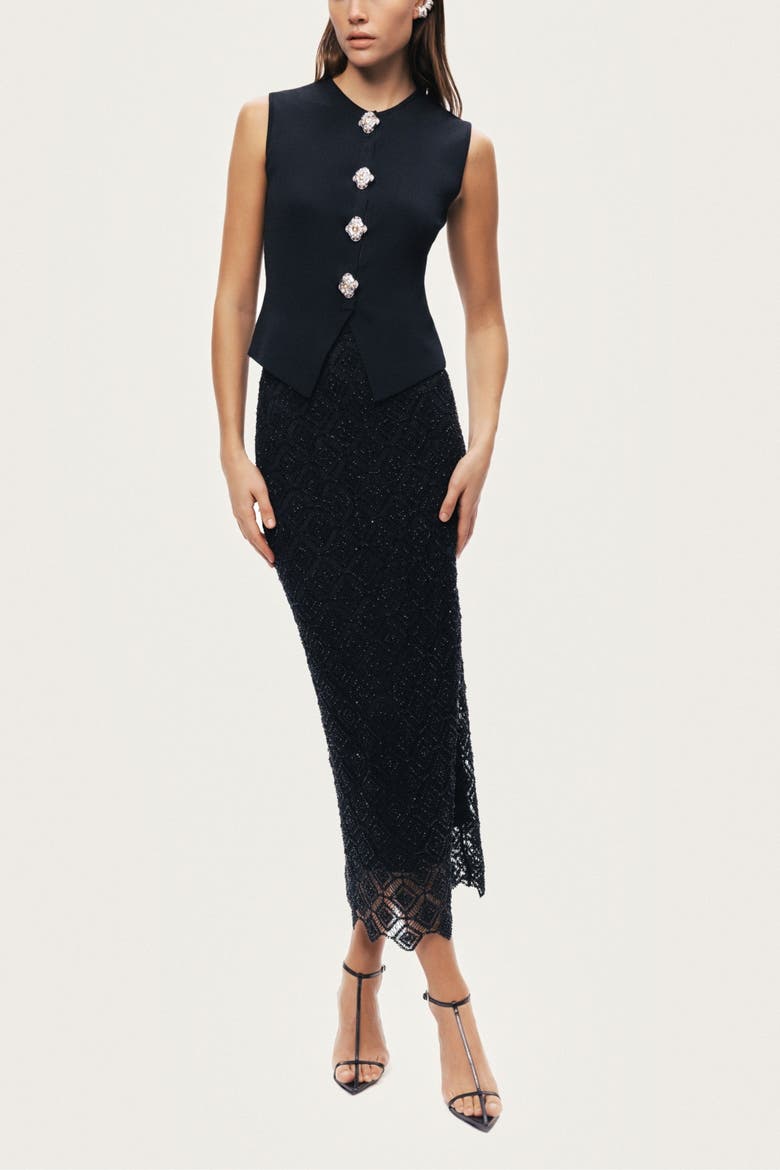 Embellished Sleeveless Knit Top, Alternate, color, Black